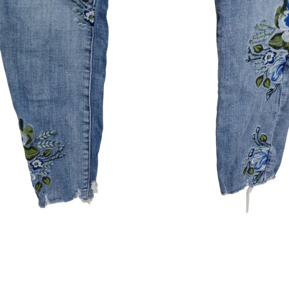 BlankNYC Skinny Classique Blue Floral Embroidered Jeans Size 27 Womens - Picture 7 of 13